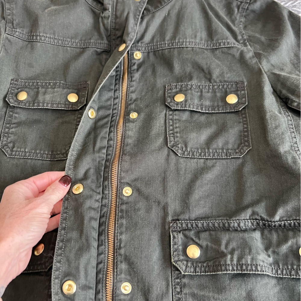 J. Crew Green Utility Jacket with Gold Accents - Picture 4 of 7